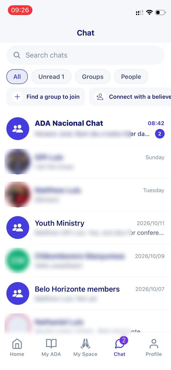 Chats — national, ministry, assembly and direct