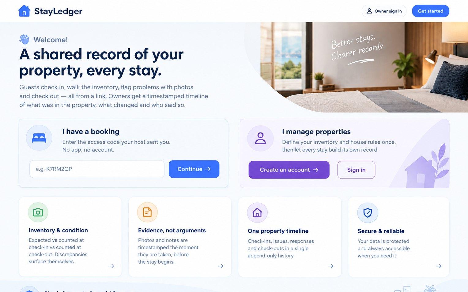 Screenshot of StayLedger